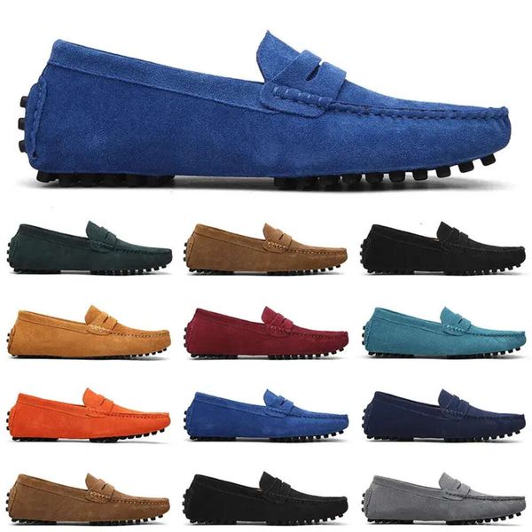 

casual shoes mens slip men on lazy suede leather shoe big size 38-47 green45 s, Black