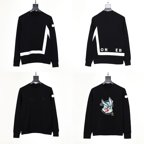 

designer men's hoodies embroidered badge pure cotton round neck sweater loose casual sports versatile long sleeved designer hoodie polo, Black