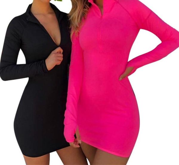 

2019 summer women sheath mini slim fit long sleeve hoodie zip up baggy jumper dress pullover6936920, Black;gray