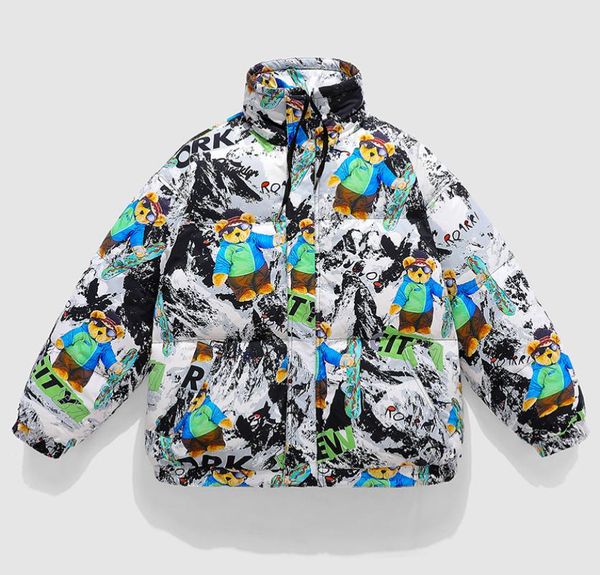 

japanese whitebottomed ski bear jacket youth casual down jacket trendy men5956965, Black