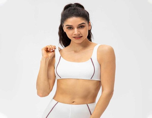 

women039s tank sports underwear hollow out color contrast yoga bra shockproof running nude fitness workout gym clothe2004075, White