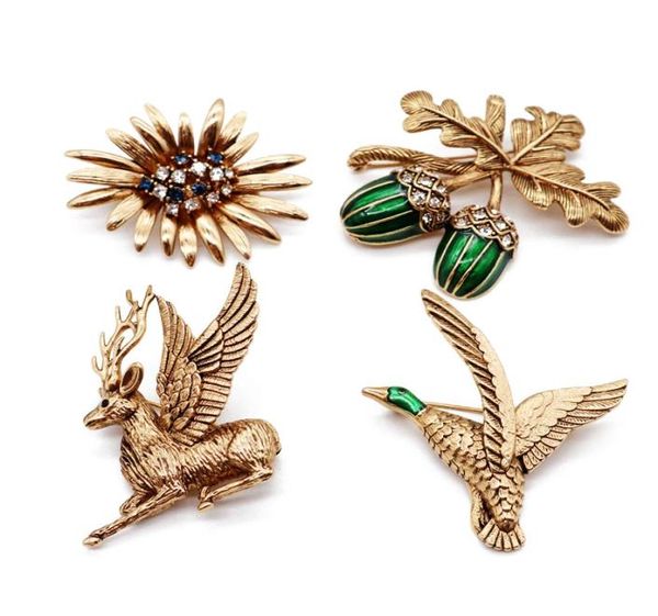 

copper material brooches antique jewelry animal plant pins for women girl party gift accessories drop ship5001468, Gray