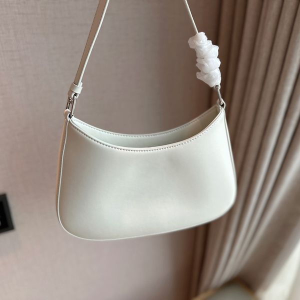 

european and american simple style genuine leather curved underarm bag