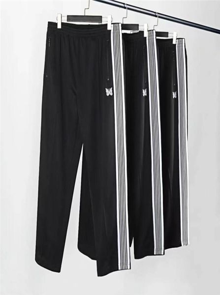 

casual streetwear sweatpants women men striped zipper pants embroidery joggers trousers6541310, Black