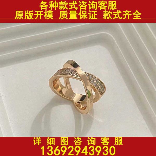 

tiffay tiffs 925 silver v gold material fashion versatile design light luxury diamond cross ring
