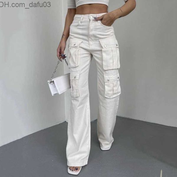 

women's pants capris commodity pants women's clothing fashion retro multi pocket street clothing women's pants casual straigh, Black;white