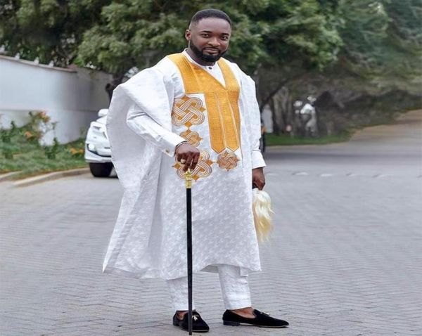 

men039s tracksuits hd african clothes for men traditional bazin riche embroidery white clothing 3 pcs set wedding party occasi2238945, Gray