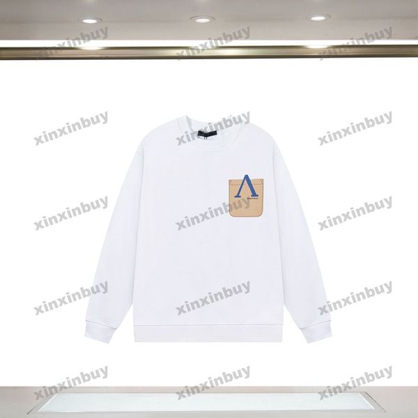 

xinxinbuy men women designer sweatshirt hoodie pocket forever letter printing sweater gray blue black white xs-l, Black;brown
