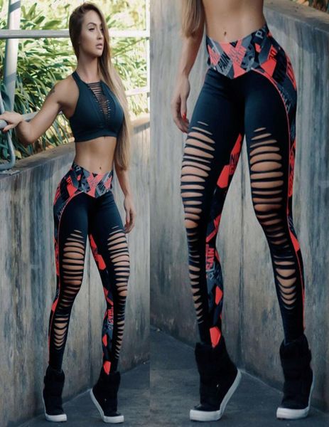 

women fitness yoga pants hoow out floral skinny sports leggings6815919, Black
