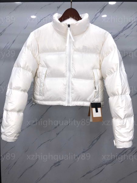 

down jacket winter puffer jackets women north coat northface stylish white fluffy downs long sleeve high neck alphabet logo short coats desi, Black