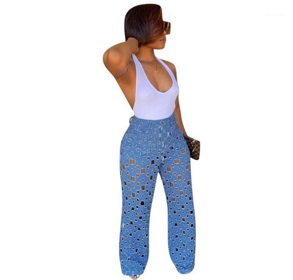 

cutubly hole jeans ripped wide leg trousers denim pants women retro solid street hollow out high waist lady women039s ca9485822, Black;white