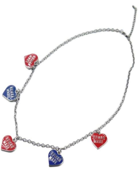 

japanese nigo human made red and blue love necklace tide brand fashion trend sweater chain versatile jewelry accessories3673746, Silver