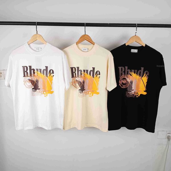 

2023 new oversized rhude t shirt men women 1 1 digital letter printing spring summer t-shirt short sleeve tee, White;black