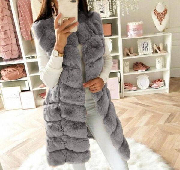 

fashion winter coat women faux fur gilet vest sleeveless waistcoat body warmer jacket coat outwear chaquetas mujer 20214268449, Black