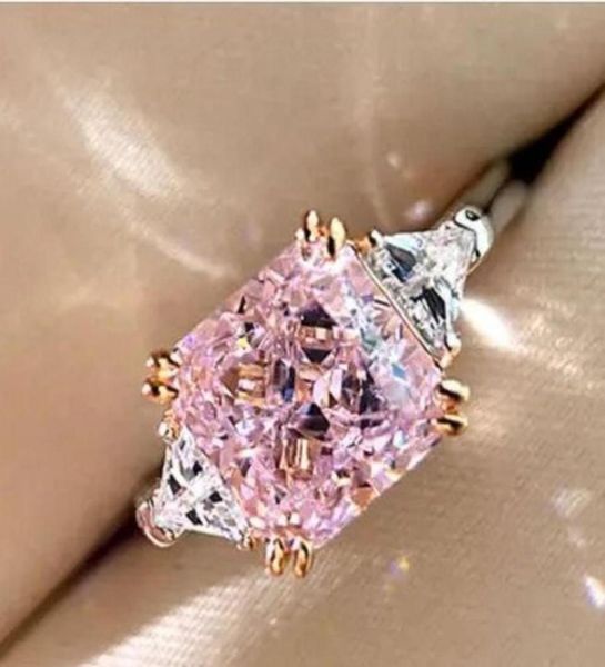 

real 925 sterling silver rings finger 99 square whitepinkyellow cz promise fashion ring for girl love women jewelry wedding eng6187348096, Slivery;golden
