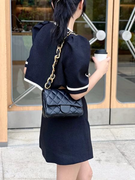 

10a super original quality 21cm women chain caviar lambskin shoulder bag luxurys designers cf flap bag classic fashion crossbody plaid hangb