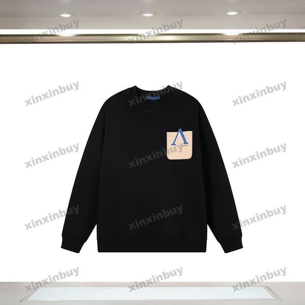 

xinxinbuy men women designer sweatshirt hoodie pocket forever letter printing sweater gray blue black white xs-2xl, Black;brown
