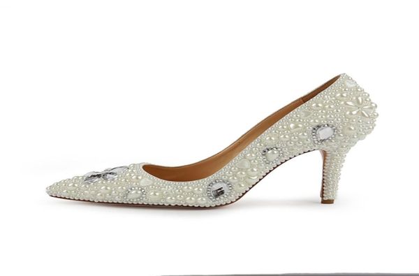 

2019 modest wedding shoes with rhinestone pearls open pointed toe high heel custom made ivory woman039s party prom evening brid3374989, Black