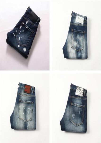

designer mens jeans skinny feet pants ripped d2 paint splatter retro blue straight jean streetwear beggar streepa8724828