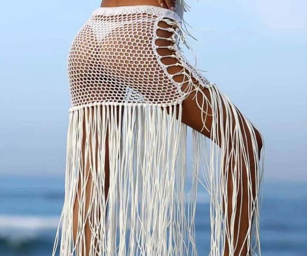 

hand crocheted wrap dress sunscreen skirt bohemian hollow out long fringed dresses coverups women039s swimwear9170267, White;black