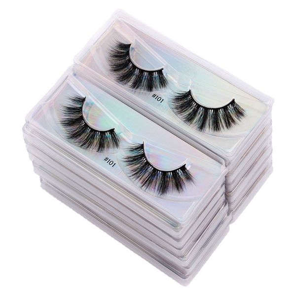 

1 pair laser packing faux mink eyelashes natural 3d lashes bulk fluffy wispy lash pack fake eyelashes make up false lashes in bulk e472