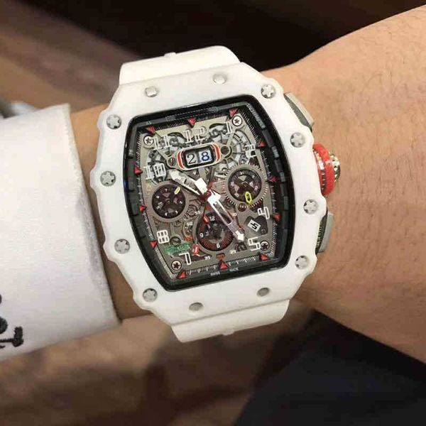 

huang zitao's same trendy man richa's personalized wine bucket multifunctional mill rm carbon fiber ceramic silicone tape watch