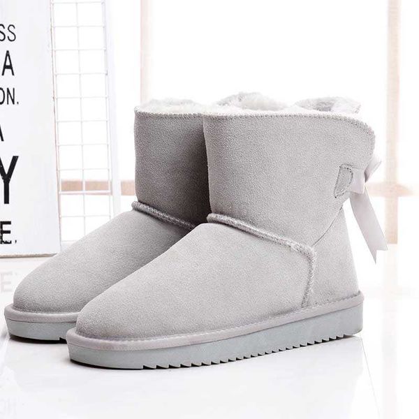 

boots 2023 new classical women snow boots 100% genuine cowhide leather ankle boots warm winter boots woman shoes, Black