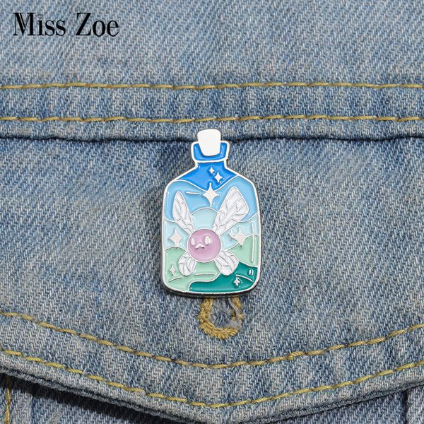 

bottled fairy enamel pins game character custom brooches lapel badges cartoon funny jewelry gift for kids friends, Gray