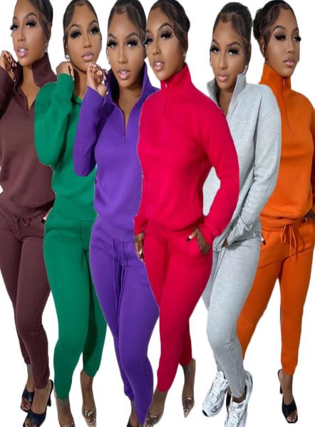 

women two piece pants long sleeve plush pullover hoodie sport pants casual outfits sweatsuits7906668, White
