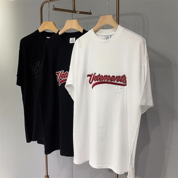 

embroidery t shirt men women black white oversize t-shirt tee, White;black