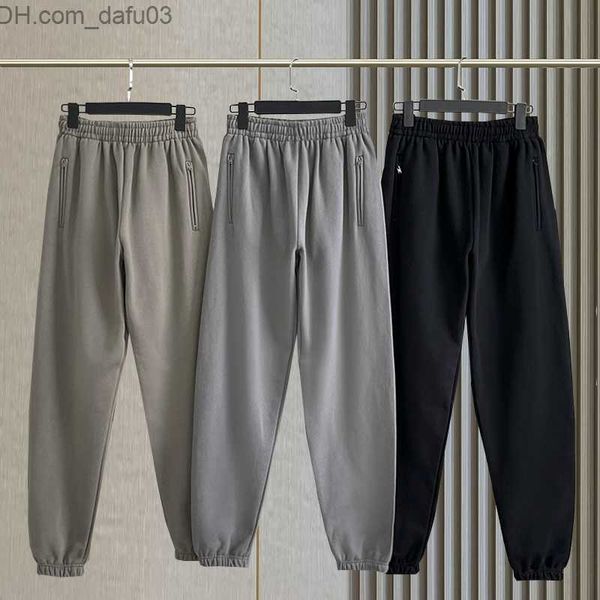 

women's pants capris fashionable pure cotton velvet sports pants with high-quality men's hip-hop style zippered pockets trousers z, Black;white