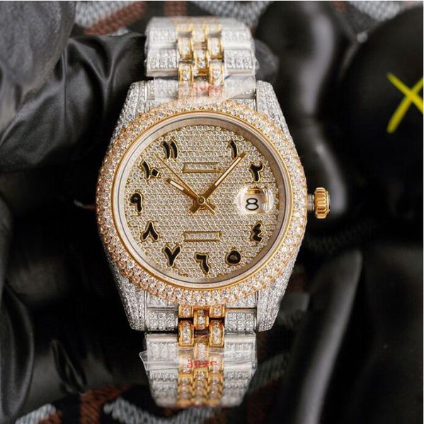 

automatic watches mans watch men diamonds wristwatch 41mm men casual business wristwatch montre de luxe folding buckle life waterproof wrist, Slivery;brown