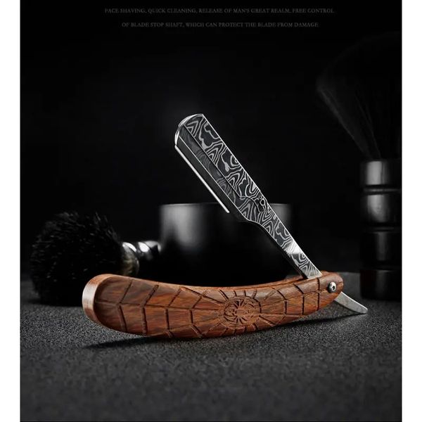 

professional stainless steel straight edge wooden trimmer - get a perfect shave every time