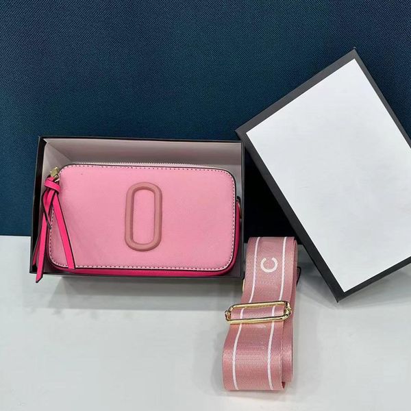 

18 colors designer square camera bag womens shoulder bags puese popular crossbody letter wide canvas strap handbags full color with box