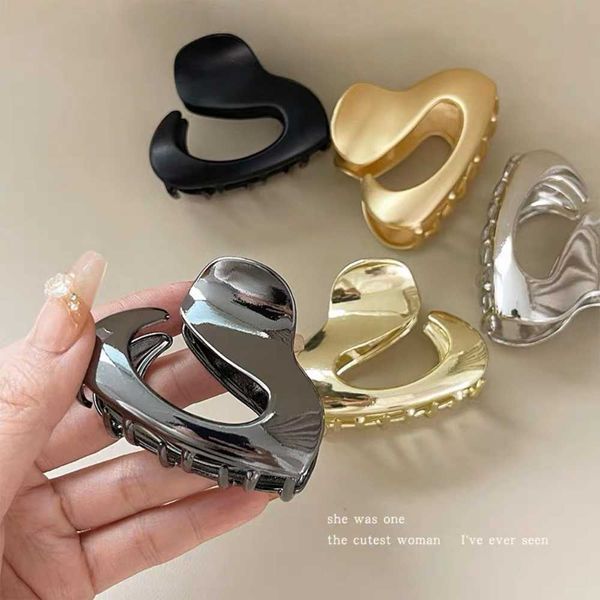 

woman irregular geometry metal hair claw crab barrettes hairgrip simple sense of luxury hair clip girl hairpins hair accessories, Slivery;white