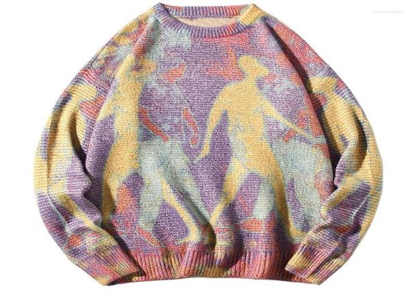 

men039s sweaters spring harajuku neon color block knit sweater pullover men women loose casual knitwear hip hop streetwearmen1204692, White;black
