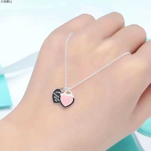 

designer necklace pendant necklaces women's jewelry luxury heart necklace exquisite craft belt classic blue heart wholesale tiffanyz, Silver
