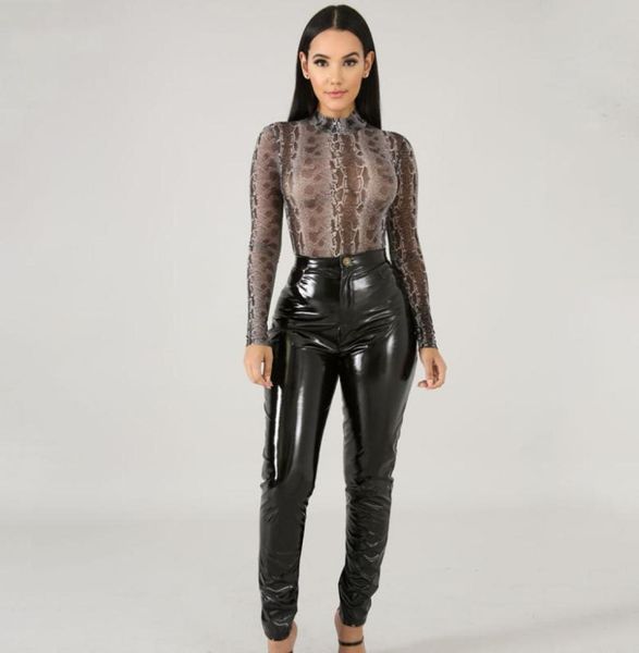 

streetwear reflective high waist pink leather pants summer women black trousers pantalon taille haute femme womens clothing 20205438808, Black;white