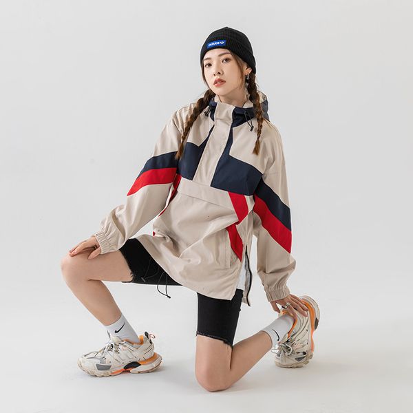 

mens jackets japanese varsity jacket men street patchwork color block windbreaker coats women spring thin zipper half fashion college 230808, Black;brown
