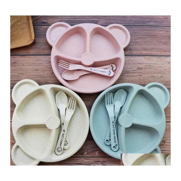 

cups dishes utensils cartoon baby kids tableware set wheat st dinnerware feeding food plate bowl with spoon fork ecofriendly 824 d7548490