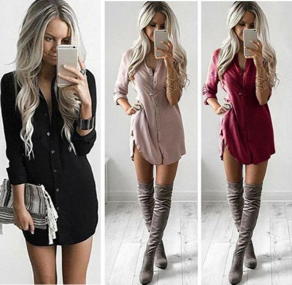 

women fashion blouse shirt dress summer casual loose long sleeve blouse casual dress4314604, Black;gray