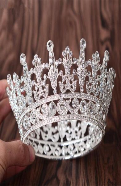 

whole queen crown tiara wedding bridal crystal rhinestone hair accessories headband silver headpiece princess hair jewelry pro6603028