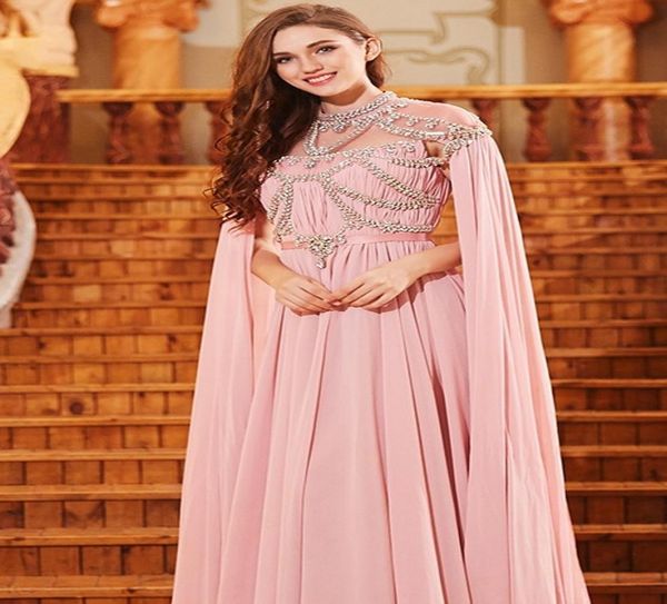 

meat pink chiffon muslim evening dresses aline illusion high neck crystal islamic dubai kaftan saudi arabic long evening gown2665670, Black;red