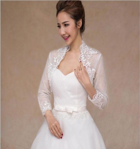 

new off the shoulder shoulder long sleeve lace bolero jacket bridal wedding jackets women wedding jackets1255284, White