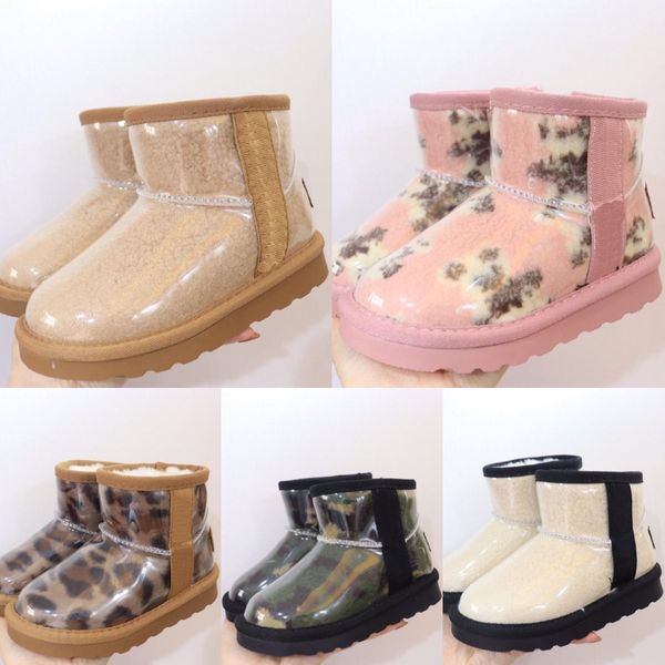 

australia classic mini boots clear kids uggi shoes girls designer jelly toddler ug baby children winter snow boot kid youth sneaker wggs sho, Black;grey