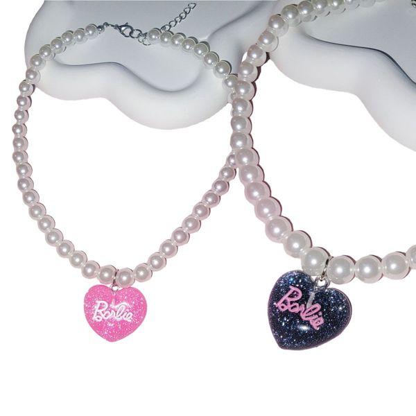

pearl heart collar chain original design y2k spicy girl essential, Silver
