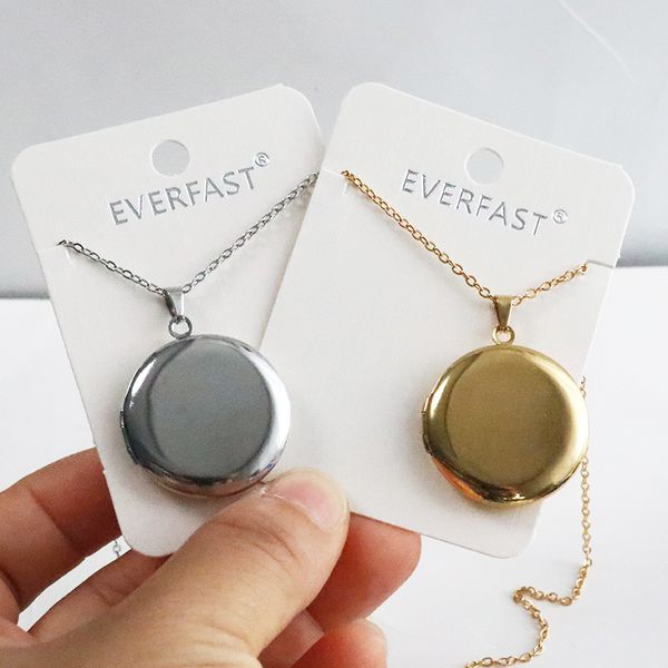 

everfast 10pc/lot plain round p frame pendant geometric stainless steel charms floating locket necklace women men family memory jewelry sn07, Silver