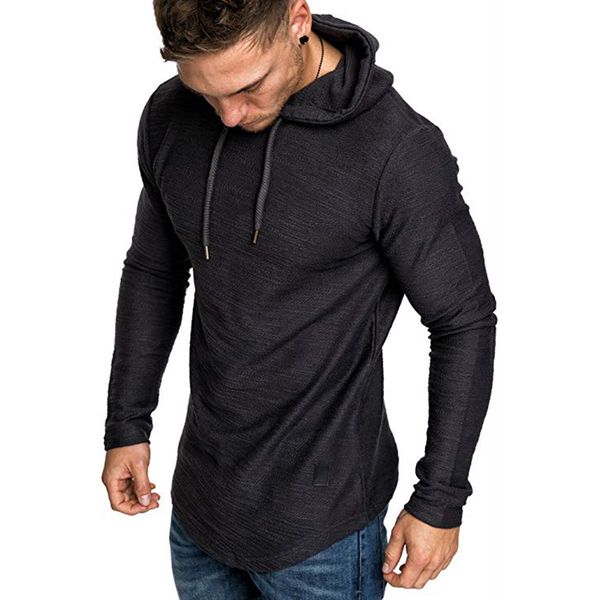 

mens hoodies sweatshirts solid color curved hem drawstring sweatshirt fashion men hoodie spring autumn long sleeve hip hop male 230808, Black