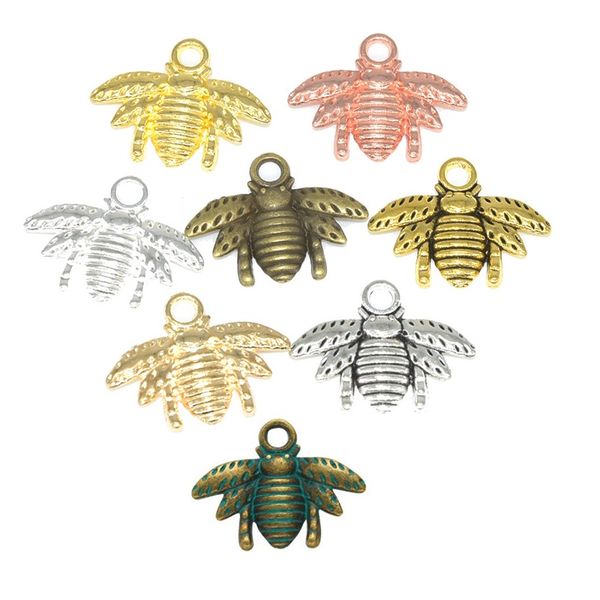 

mini jewelry charms bee pendants retro alloy honeybee necklace pendant 17*20 mm bracelet-pendant 8 color options t9i002409, Bronze;silver