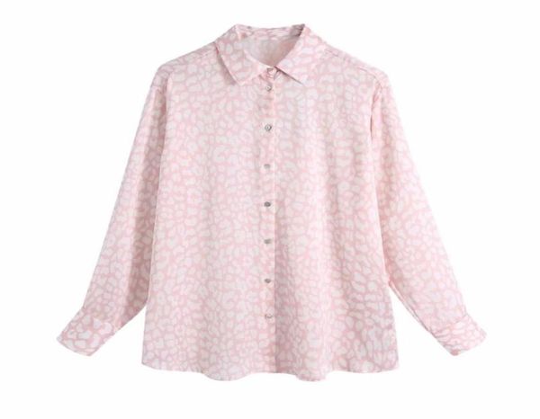 

women leopard print long sleeve pink shirt female turndown collar blouse casual lady loose blusas s8732 women039s blouses 6994478, White